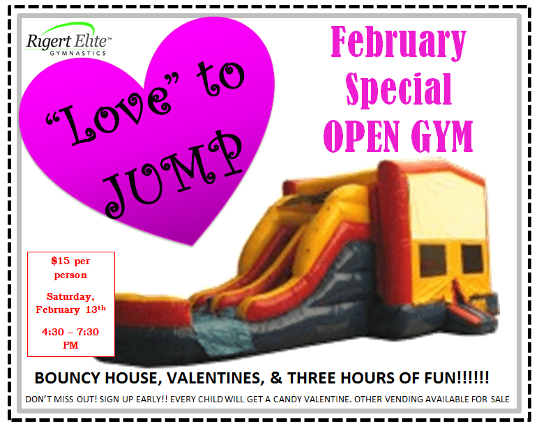 A flyer for the february open gym.