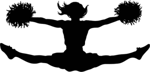 A silhouette of a woman jumping in the air.