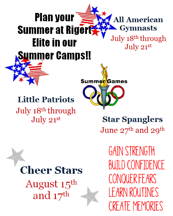 A poster with the dates of summer camps.