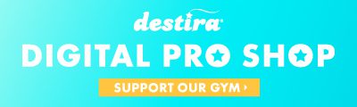A blue banner with the words " destira dental products " on it.