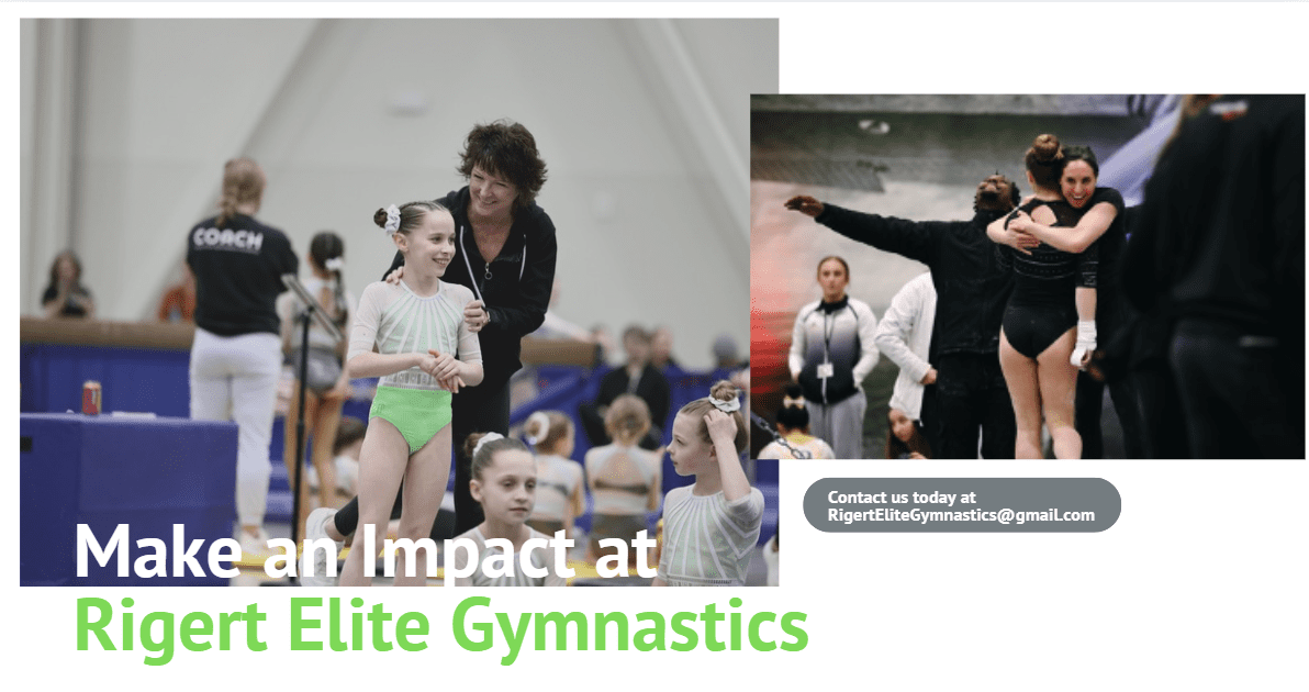 Young gymnasts training with coach